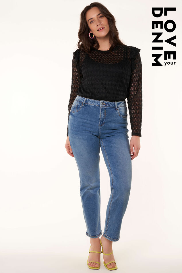 Damen Straight-Leg Jeans LILY 30 inch Stonewash Denim | MS Mode