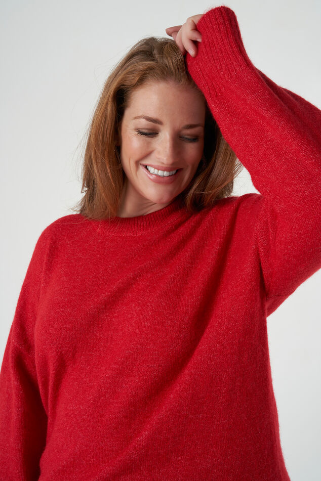 Damen Weit geschnittener Pullover Rot | MS Mode
