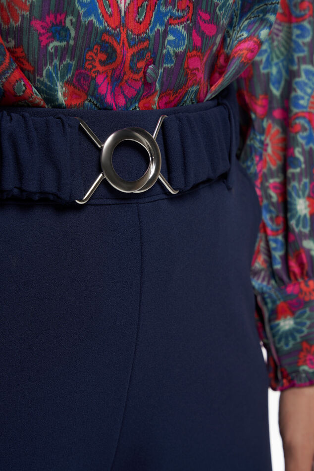 Damen Hose mit Navyblau Mode dazu Gürtel passendem MS 