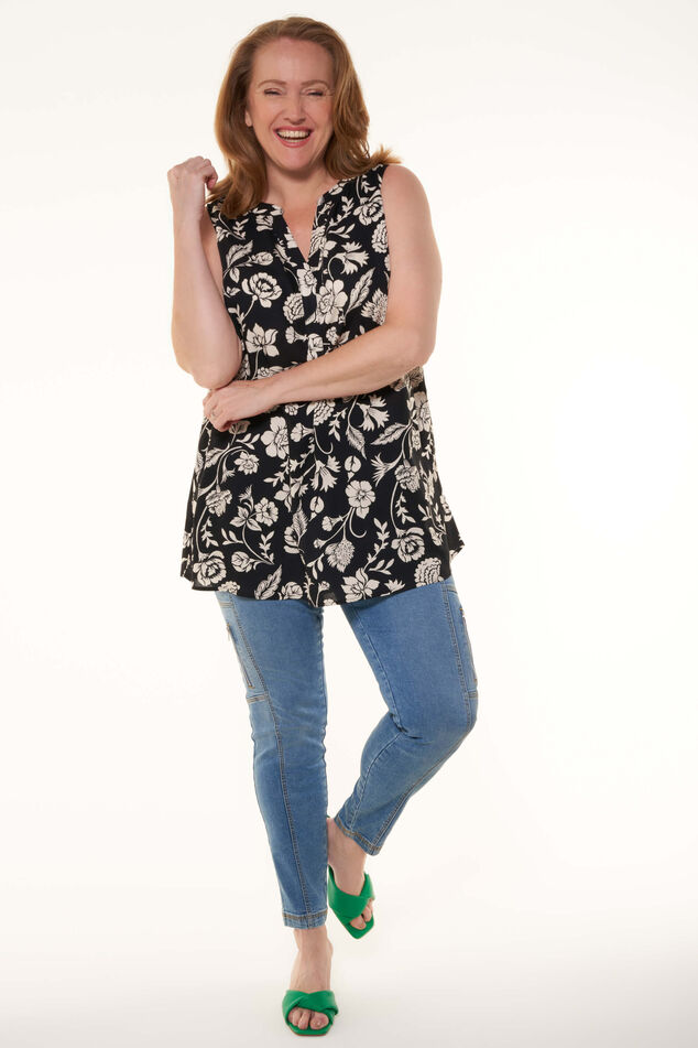 Damen Ärmellose Bluse mit Zebra Print Multi schwarz-weiss | MS Mode