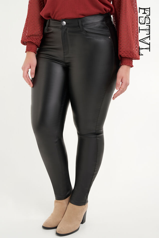 Damen Slim-Leg-Hose mit Beschichtung | MS Mode