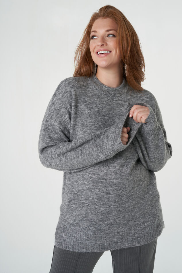 Damen Weit geschnittener Pullover Grau | MS Mode