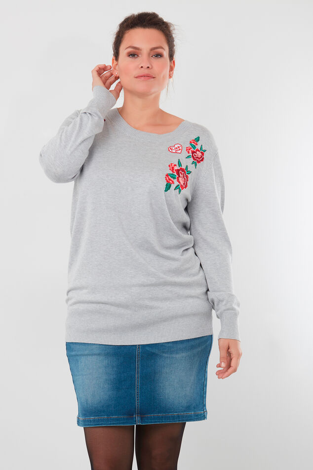 Damen Langer Pullover mit Patches | MS Mode