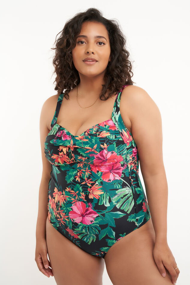 Damen Badeanzug mit Print Multi Grau-Schwarz | MS Mode