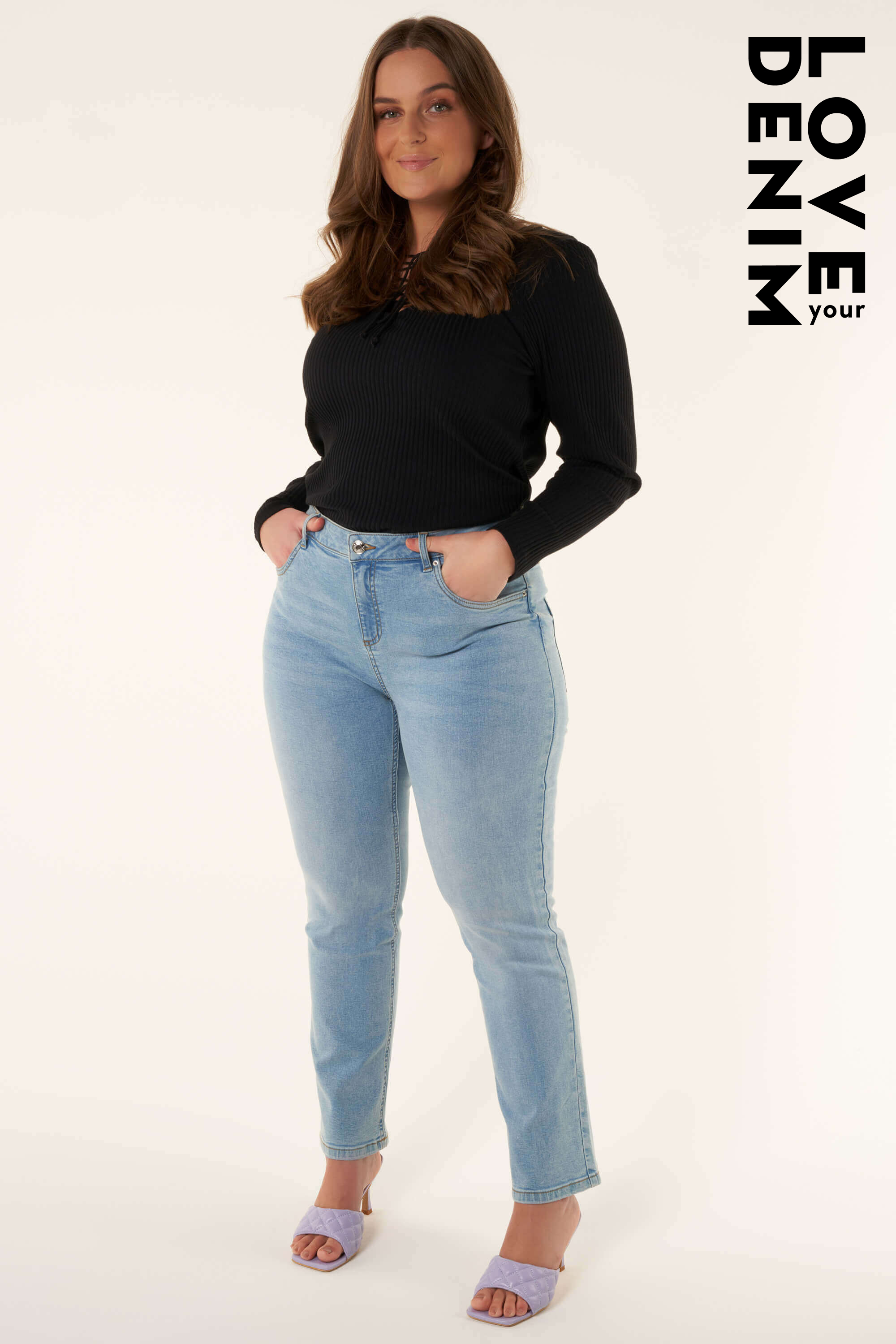 Damen Straight-Leg Jeans LILY 30 inch Bleached Denim | MS Mode
