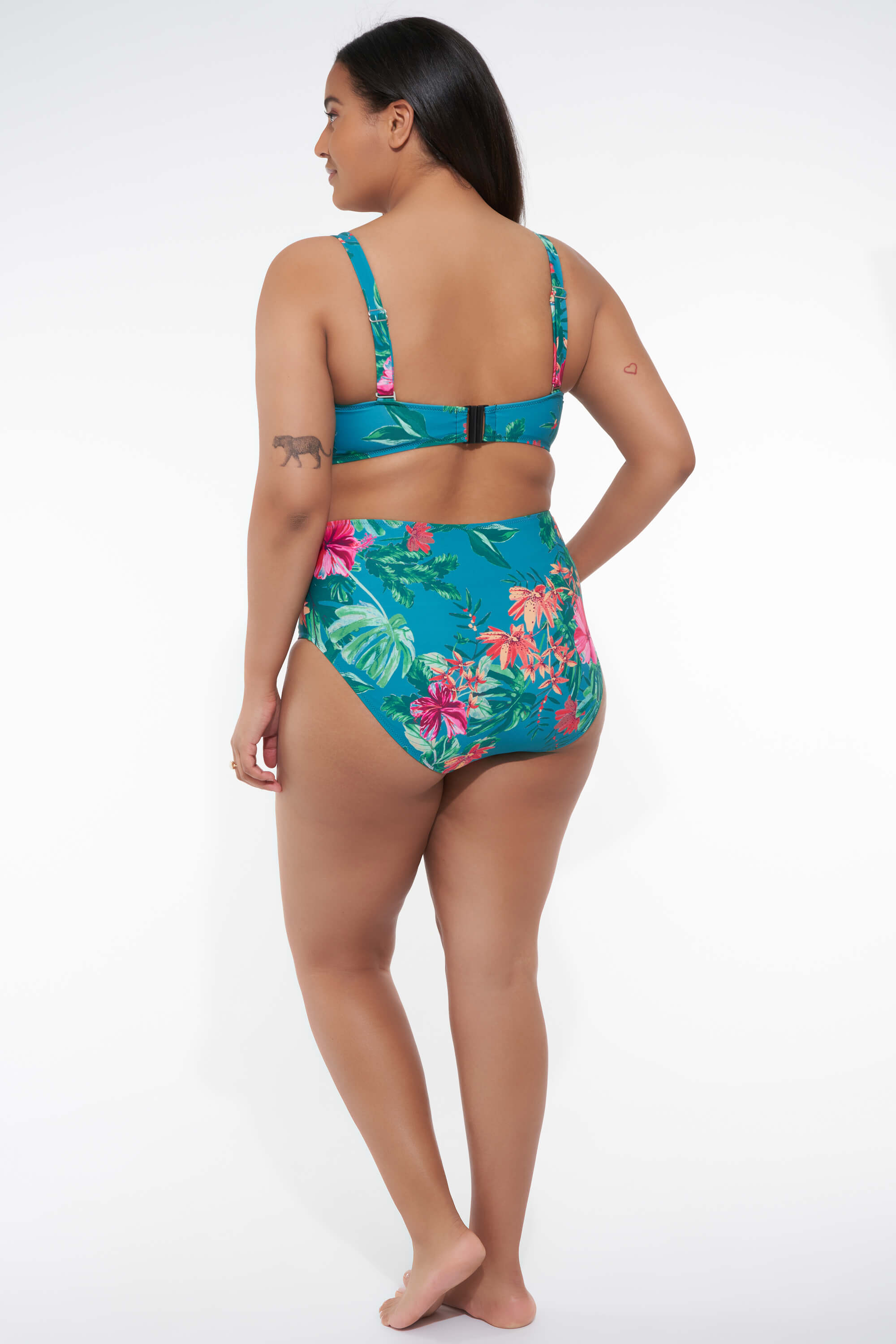 Damen Hoch geschnittenes Bikini-Unterteil mit Print Multi Aqua-Blau | MS  Mode